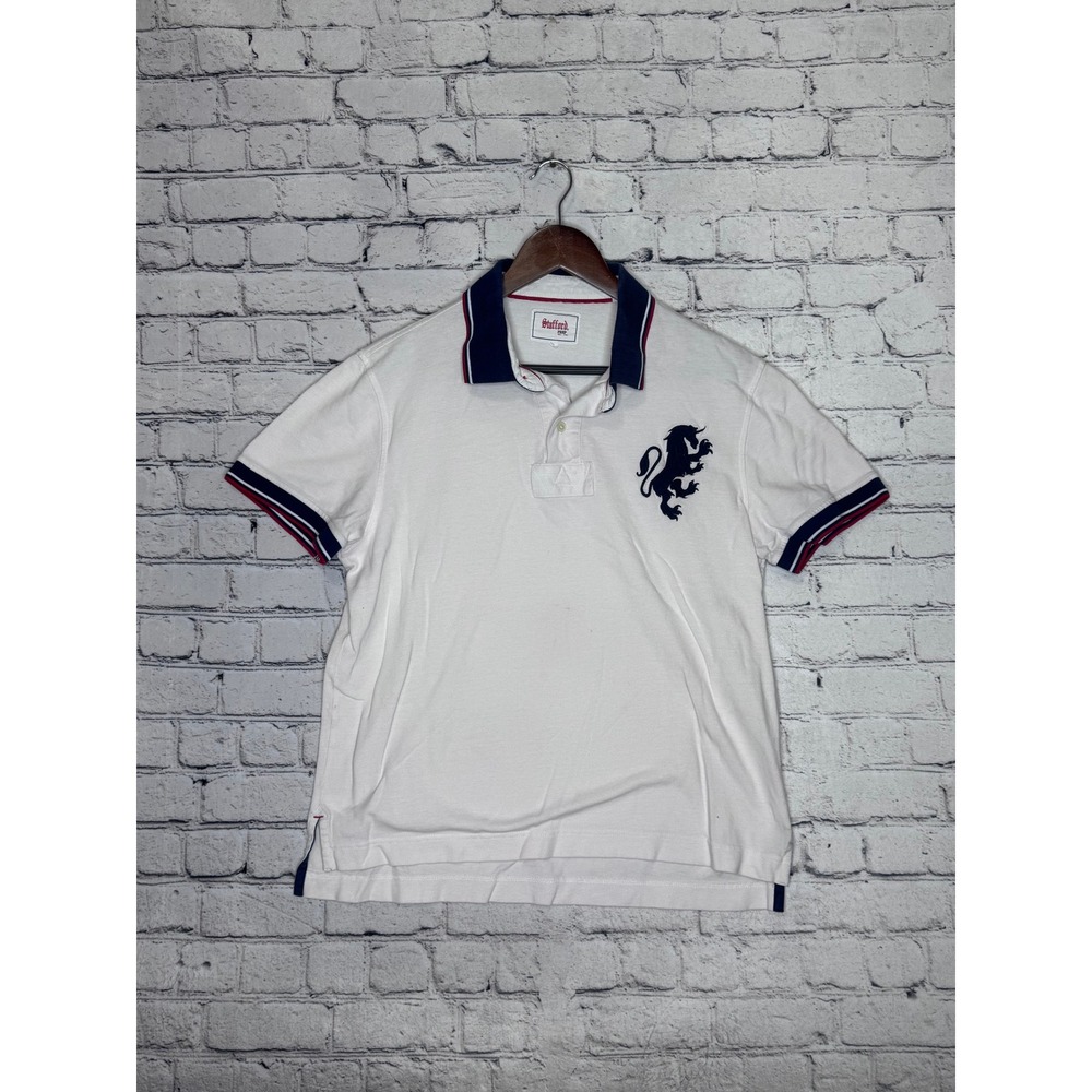 Stafford Prep Mens White Lion Crest Polo Shirt Short Sleeve Preppy Style